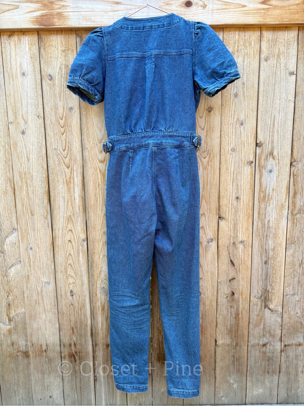 Sezane Lucia Denim Jumpsuit Short Sleeve Size 2 FR 34 - Picture 5 of 17